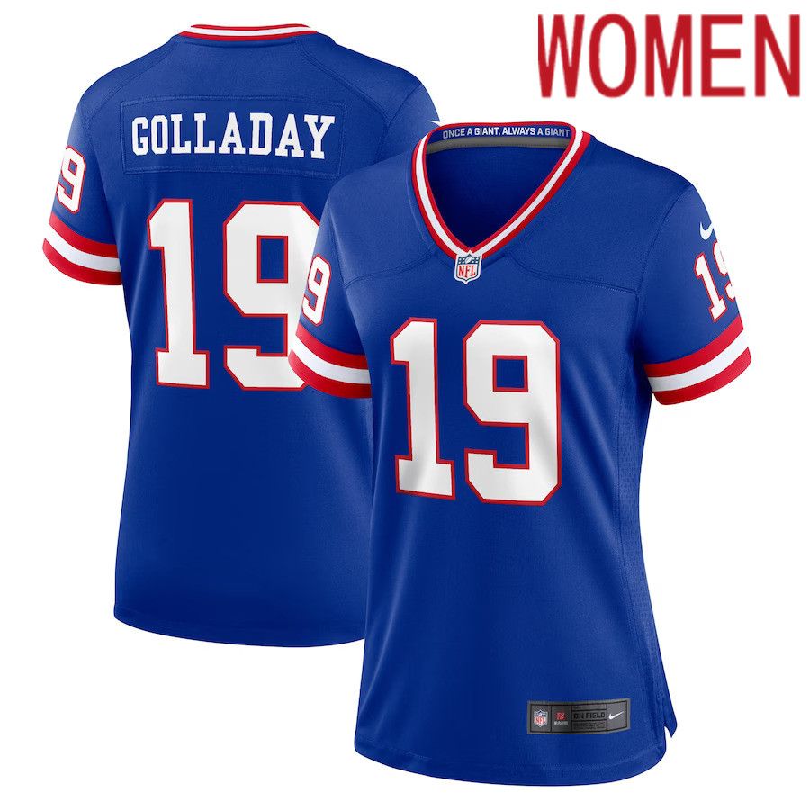 Women New York Giants #19 Kenny Golladay Nike Royal Classic Player Game NFL Jersey->women nfl jersey->Women Jersey